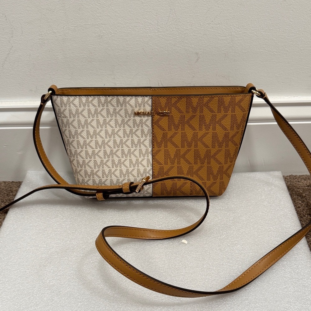 Michael Kors Brown and Cream Crossbody Bag